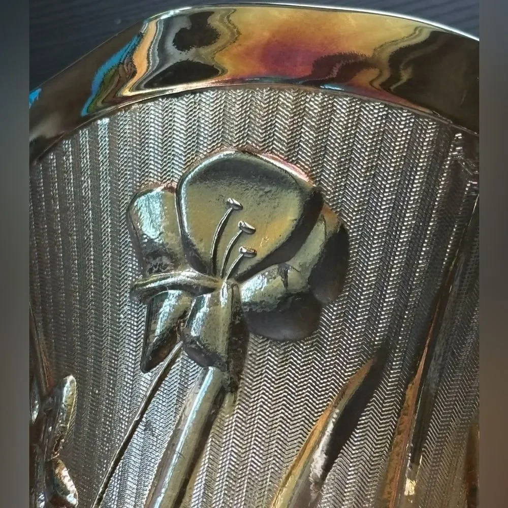 Carnival Glass Footed Vase JEANETTE 9